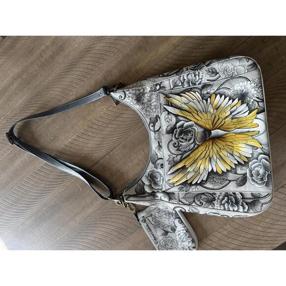 Anuschka 100% Genuine Leather Hand-Painted Hobo Shoulder Purse with Coin Pouch - Picture 15 of 15